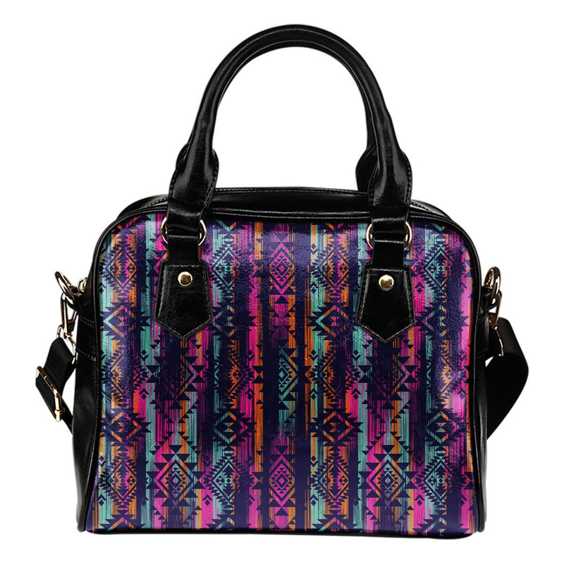 Line Tribal Aztec Leather Shoulder Handbag