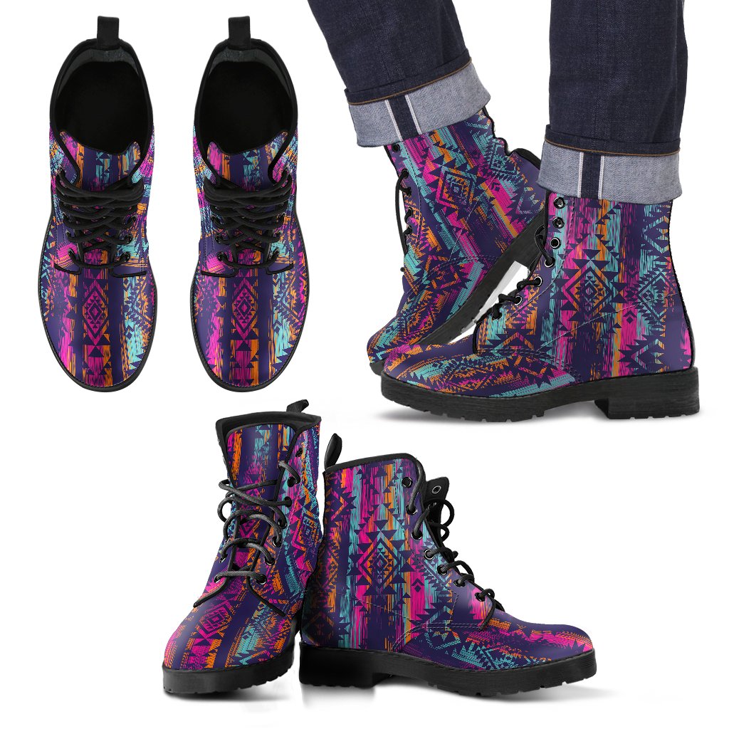 Line Tribal Aztec Men Leather Boots