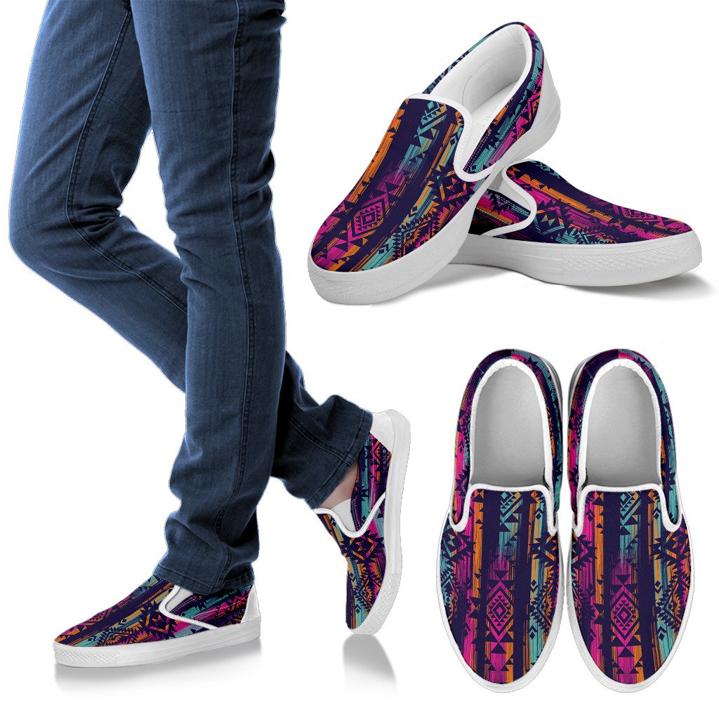 Line Tribal Aztec Men Slip On Shoes