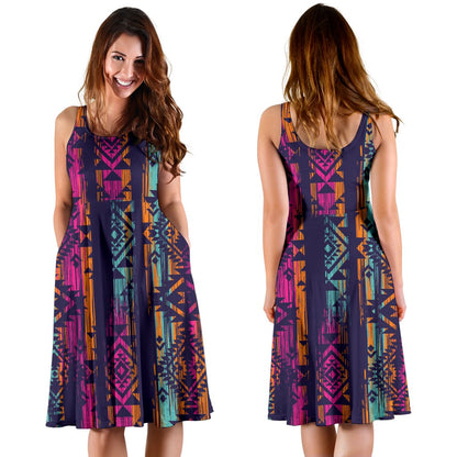 Line Tribal Aztec Sleeveless Mini Dress