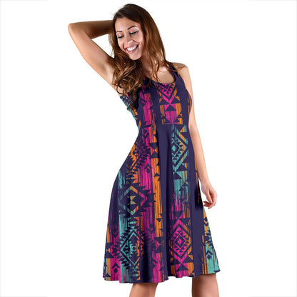 Line Tribal Aztec Sleeveless Mini Dress
