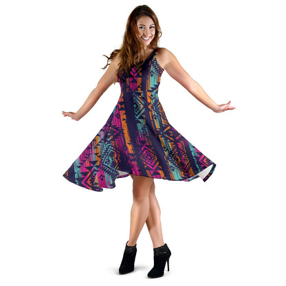 Line Tribal Aztec Sleeveless Mini Dress