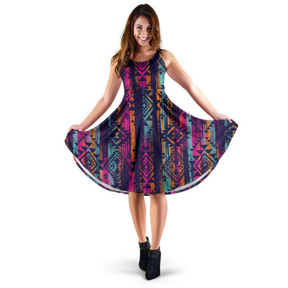 Line Tribal Aztec Sleeveless Mini Dress
