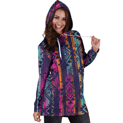 Line Tribal Aztec Women Hoodie Dress