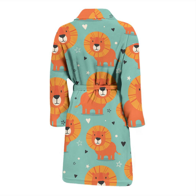 Lion Baby Pattern Print Design 03 Men Bathrobe-JORJUNE.COM