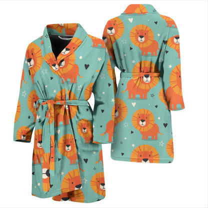 Lion Baby Pattern Print Design 03 Men Bathrobe-JORJUNE.COM