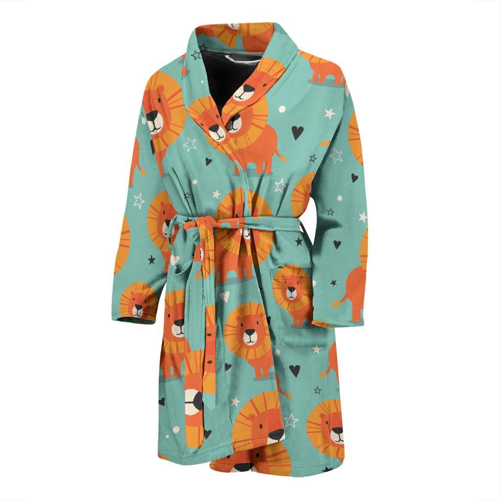 Lion Baby Pattern Print Design 03 Men Bathrobe-JORJUNE.COM