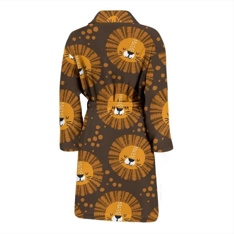 Lion Cartoon Pattern Print Design 01 Men Bathrobe-JORJUNE.COM