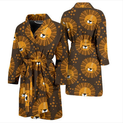 Lion Cartoon Pattern Print Design 01 Men Bathrobe-JORJUNE.COM