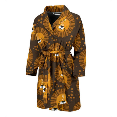 Lion Cartoon Pattern Print Design 01 Men Bathrobe-JORJUNE.COM