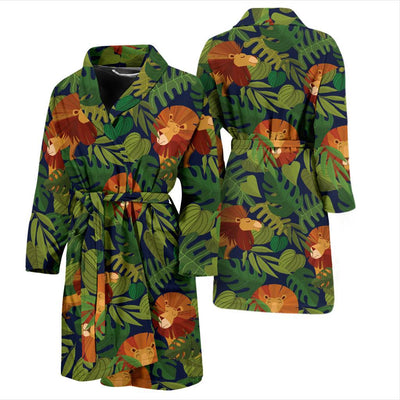 Lion Jungle Pattern Print Design 05 Men Bathrobe-JORJUNE.COM