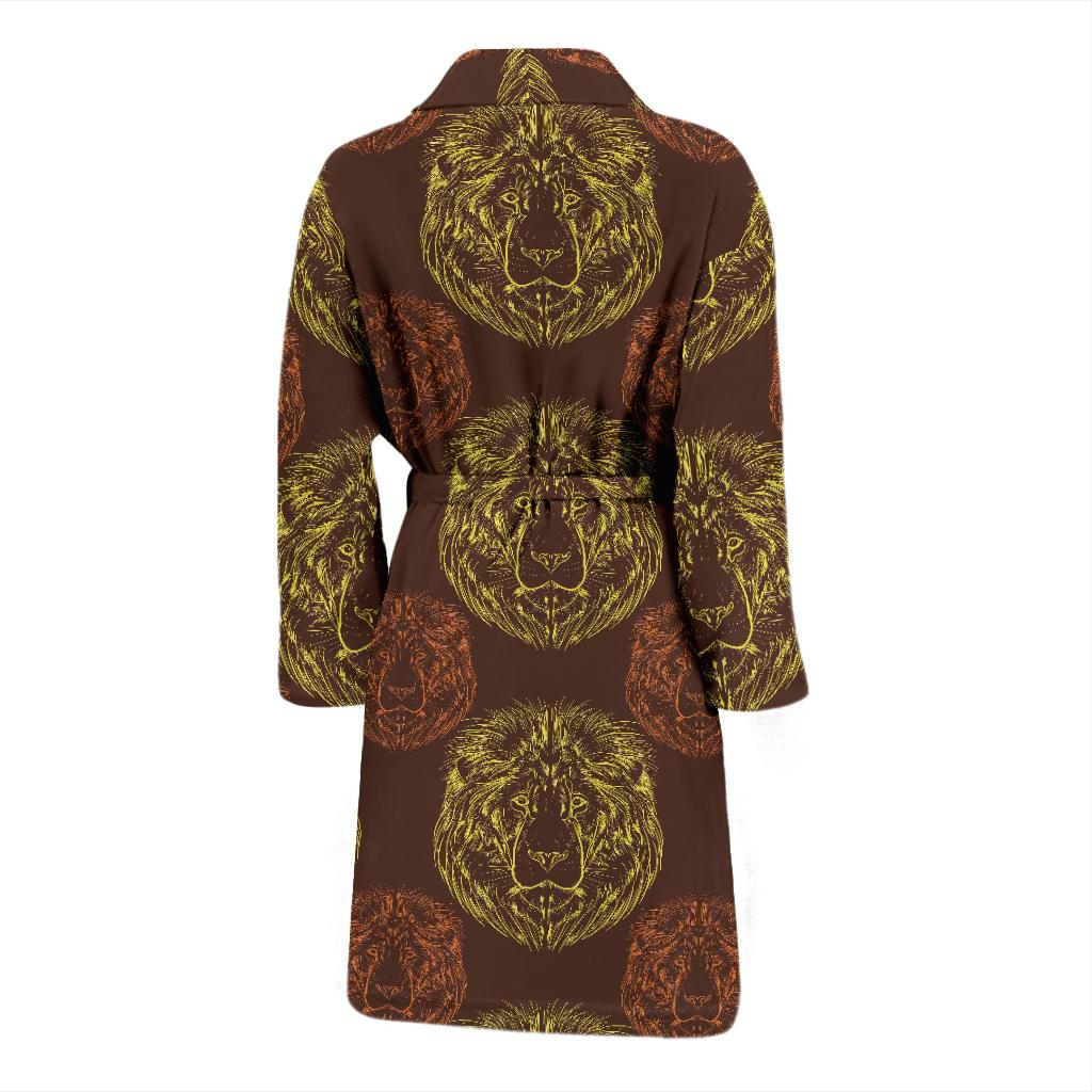 Lion Pattern Print Design 04 Men Bathrobe-JORJUNE.COM