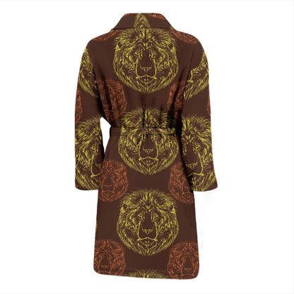 Lion Pattern Print Design 04 Men Bathrobe-JORJUNE.COM