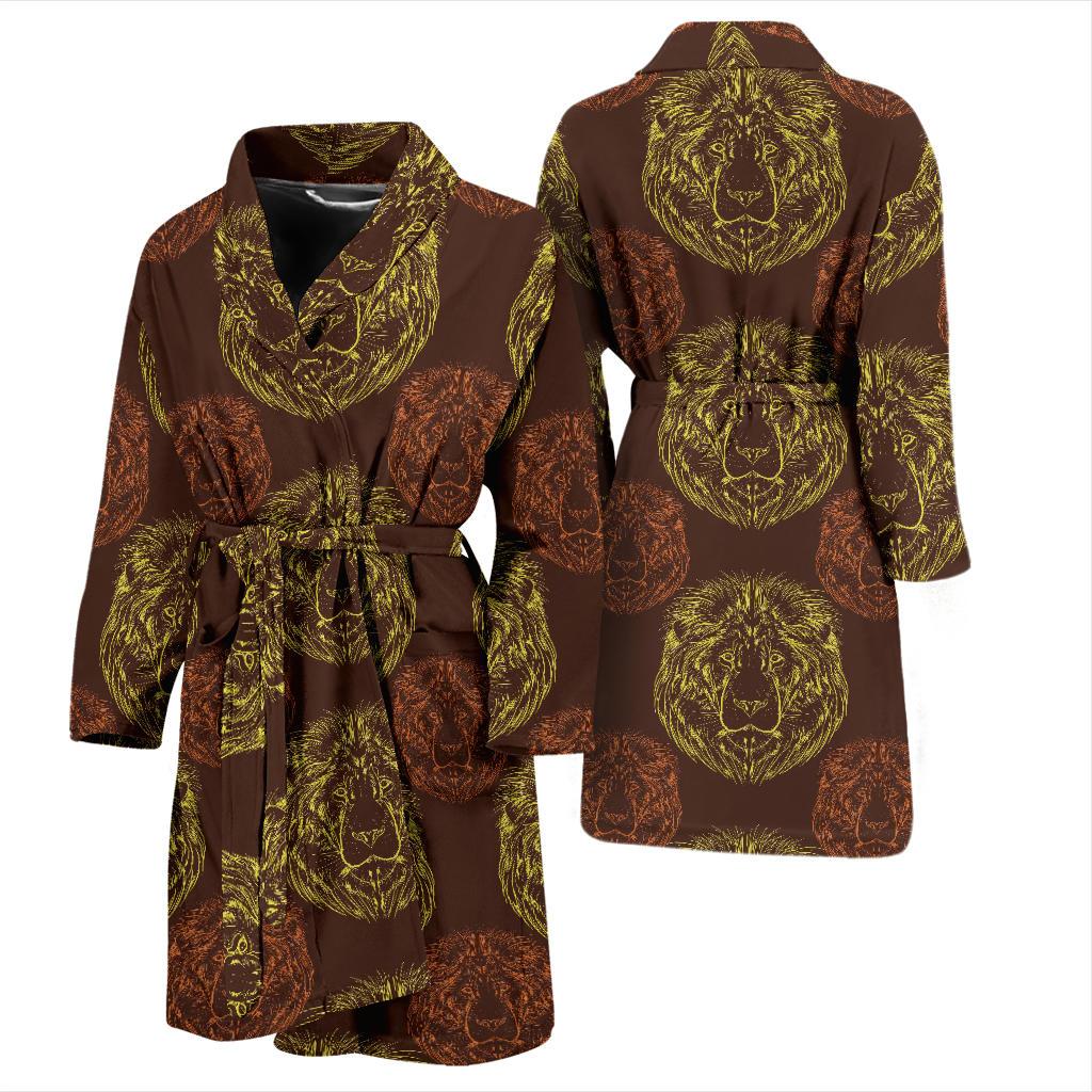Lion Pattern Print Design 04 Men Bathrobe-JORJUNE.COM
