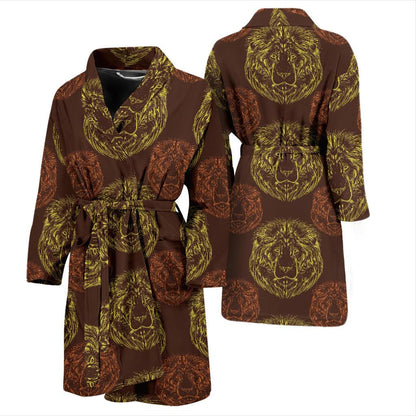Lion Pattern Print Design 04 Men Bathrobe-JORJUNE.COM