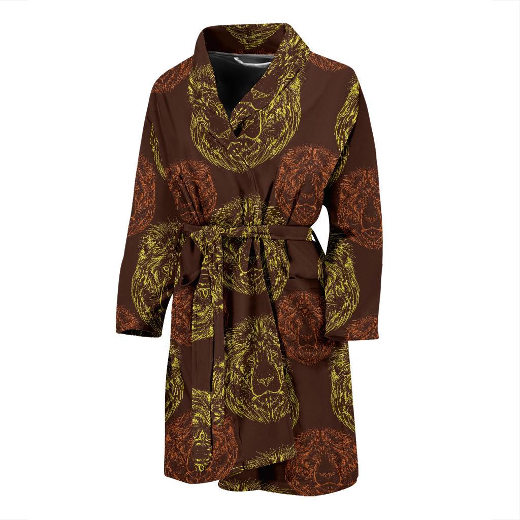 Lion Pattern Print Design 04 Men Bathrobe-JORJUNE.COM