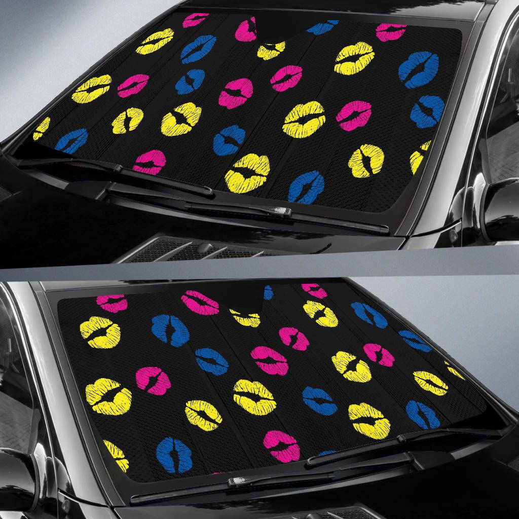 Lip Neon Color Pattern Print Design 01 Car Sun Shades-JORJUNE.COM