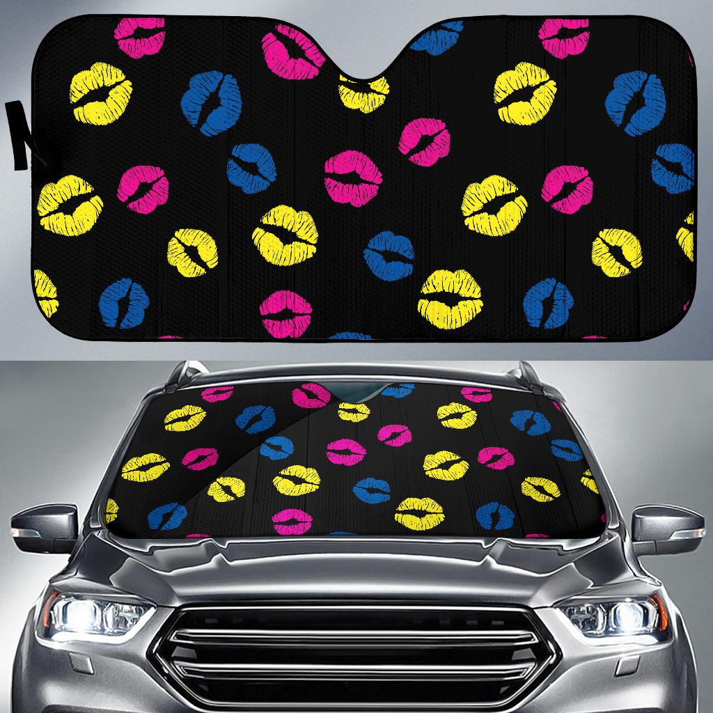 Lip Neon Color Pattern Print Design 01 Car Sun Shades-JORJUNE.COM