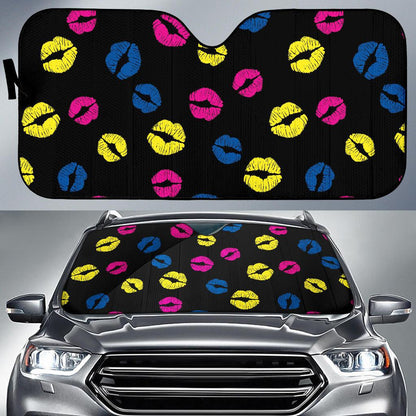 Lip Neon Color Pattern Print Design 01 Car Sun Shades-JORJUNE.COM
