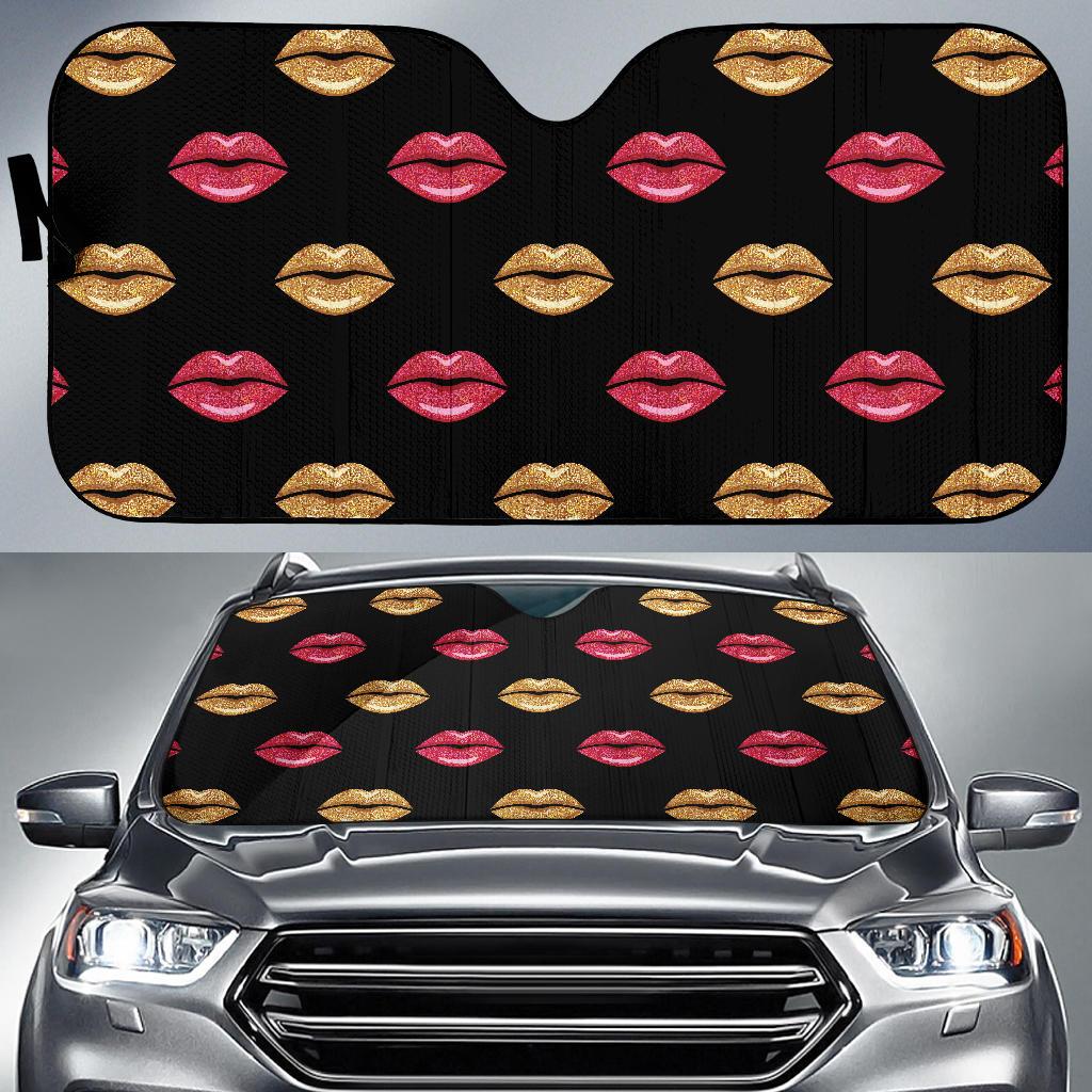 Lip Pattern Print Design 03 Car Sun Shades-JORJUNE.COM