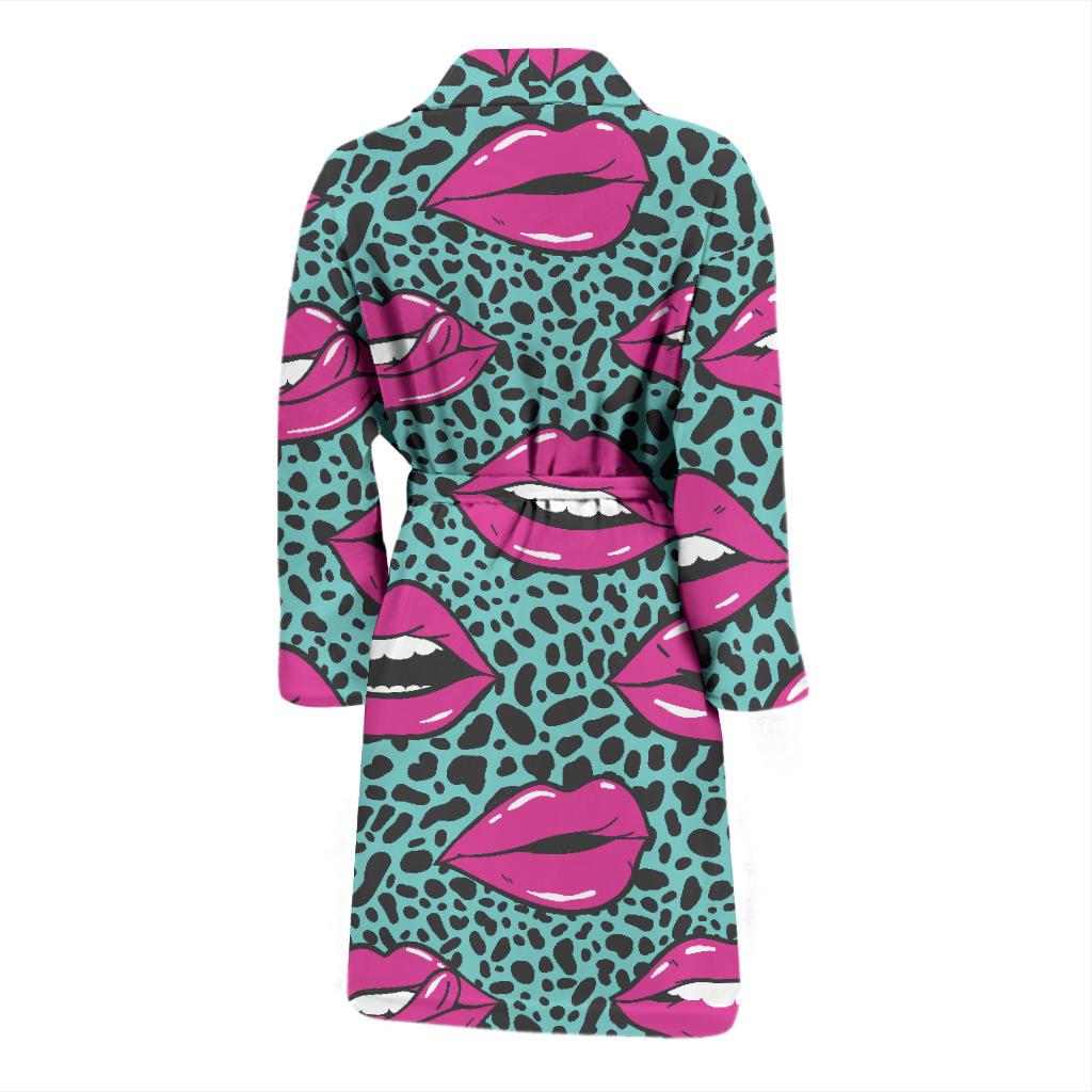 Lip Pattern Print Design 04 Men Bathrobe-JORJUNE.COM