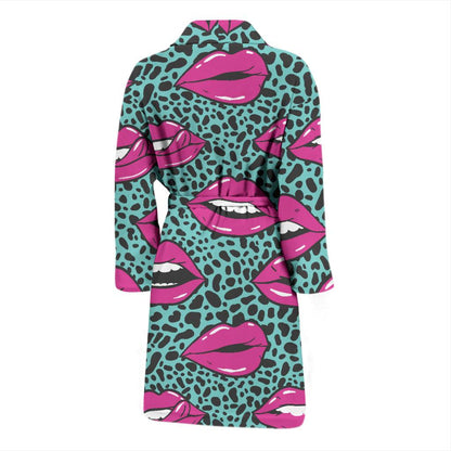 Lip Pattern Print Design 04 Men Bathrobe-JORJUNE.COM