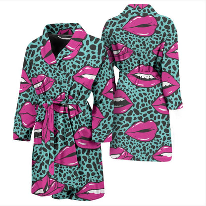 Lip Pattern Print Design 04 Men Bathrobe-JORJUNE.COM