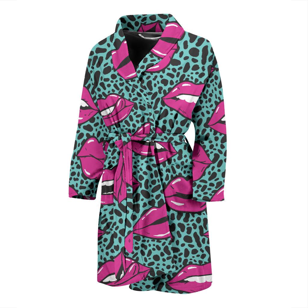 Lip Pattern Print Design 04 Men Bathrobe-JORJUNE.COM