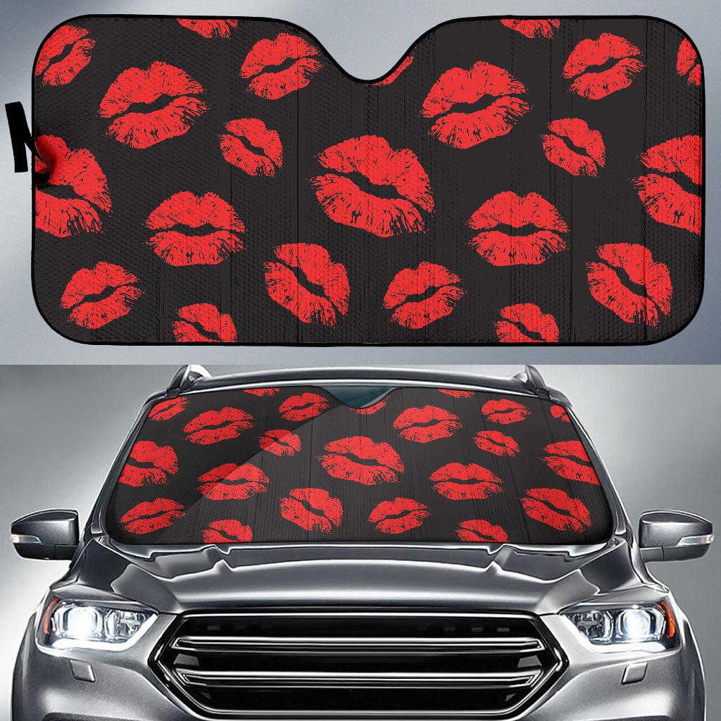 Lip Red Pattern Print Design 02 Car Sun Shades-JORJUNE.COM