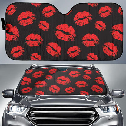 Lip Red Pattern Print Design 02 Car Sun Shades-JORJUNE.COM