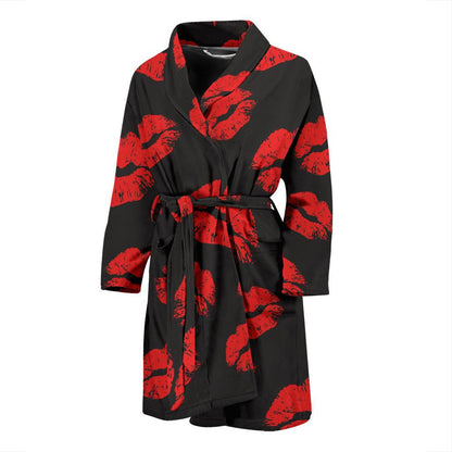 Lip Red Pattern Print Design 02 Men Bathrobe-JORJUNE.COM
