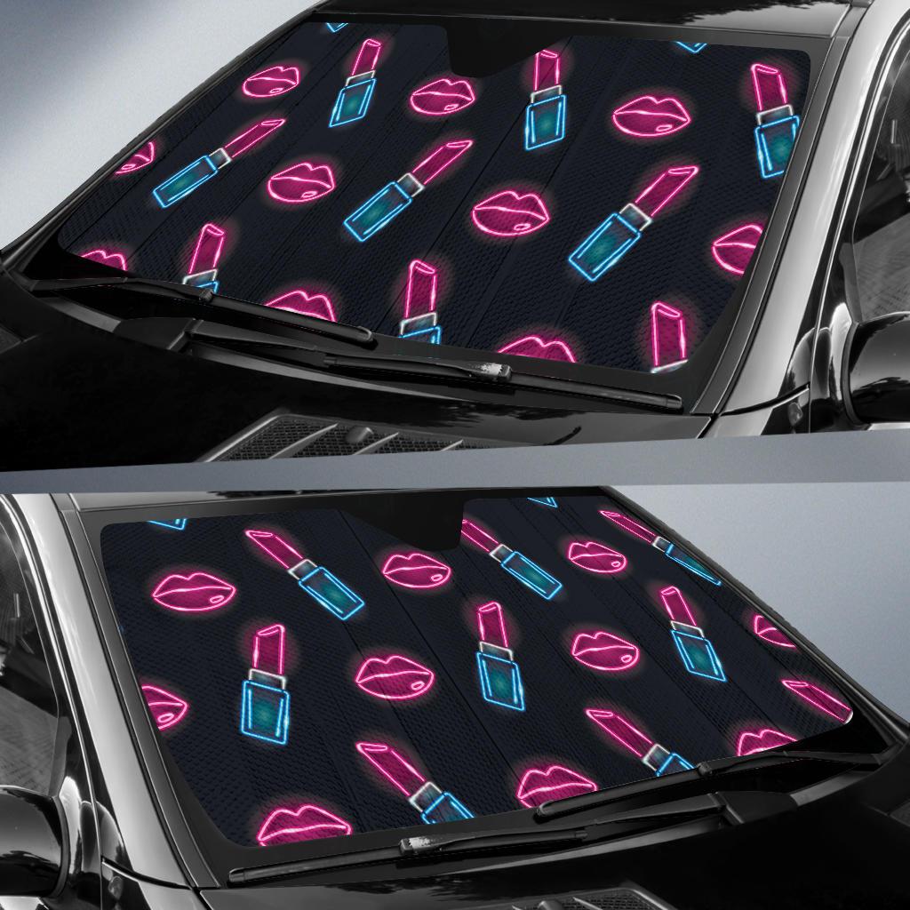Lipstick Color Neon Pattern Print Design 03 Car Sun Shades-JORJUNE.COM