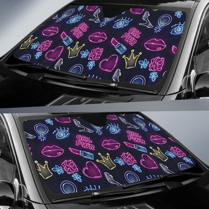 Lipstick Neon Pattern Print Design 02 Car Sun Shades-JORJUNE.COM
