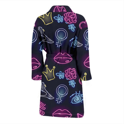 Lipstick Neon Pattern Print Design 02 Men Bathrobe-JORJUNE.COM