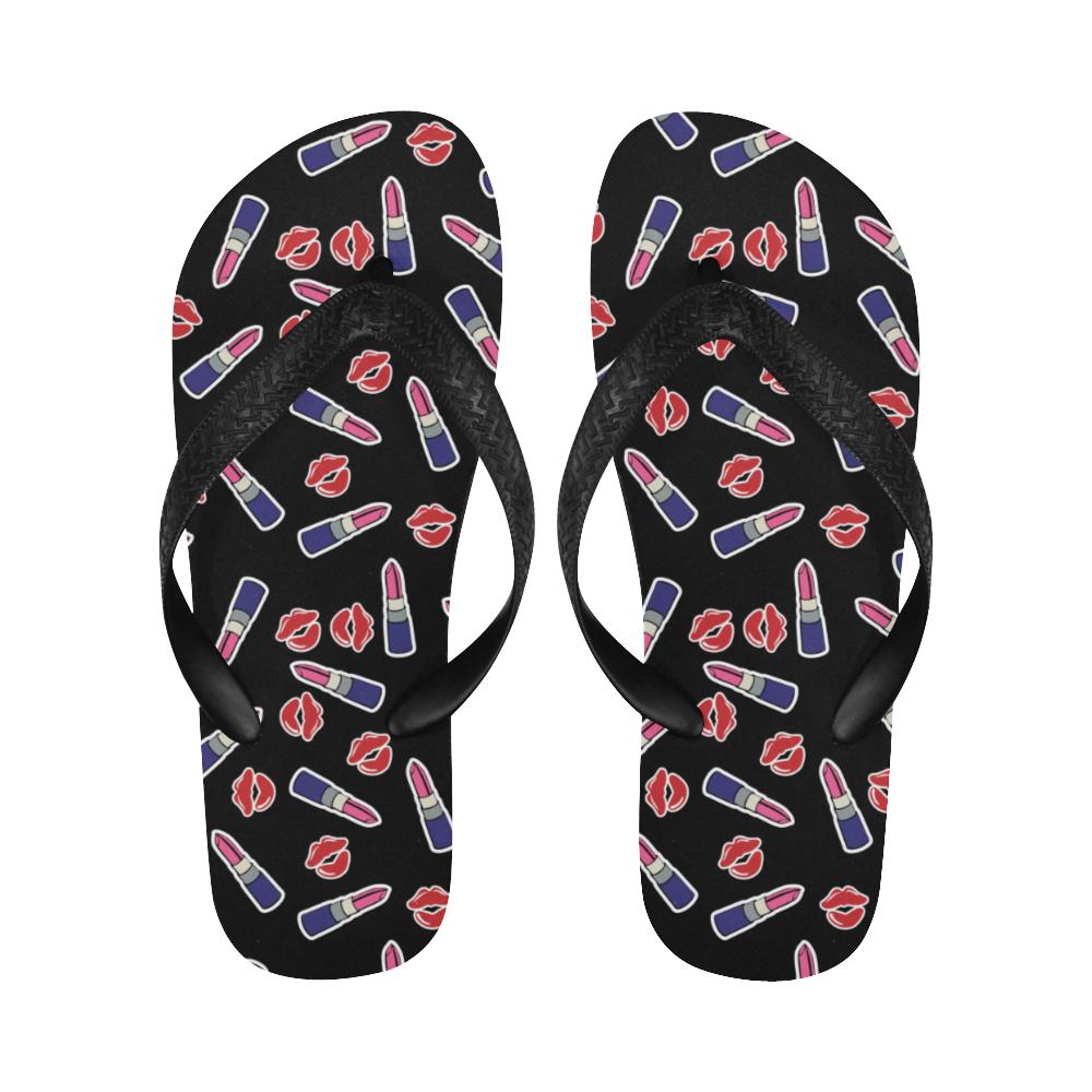 Lipstick Pattern Print Design LT01 Flip Flops-JorJune