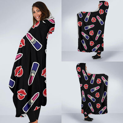 Lipstick Pattern Print Design LT01 Hooded Blanket-JORJUNE.COM