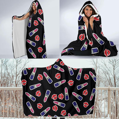 Lipstick Pattern Print Design LT01 Hooded Blanket-JORJUNE.COM