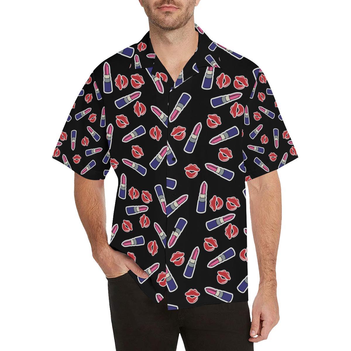 Lipstick Pattern Print Design LT01 Men Hawaiian Shirt-JorJune