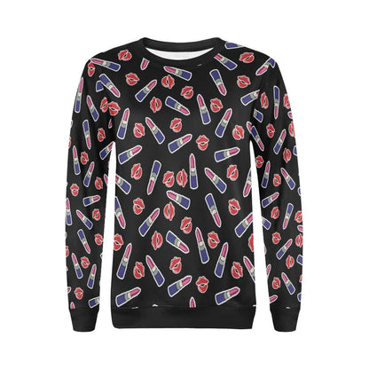 Lipstick Pattern Print Design LT01 Women Long Sleeve Sweatshirt-JorJune