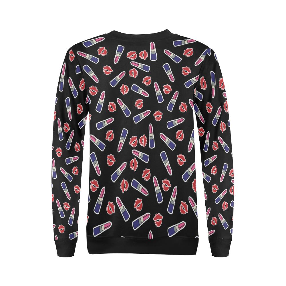 Lipstick Pattern Print Design LT01 Women Long Sleeve Sweatshirt-JorJune