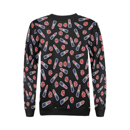 Lipstick Pattern Print Design LT01 Women Long Sleeve Sweatshirt-JorJune