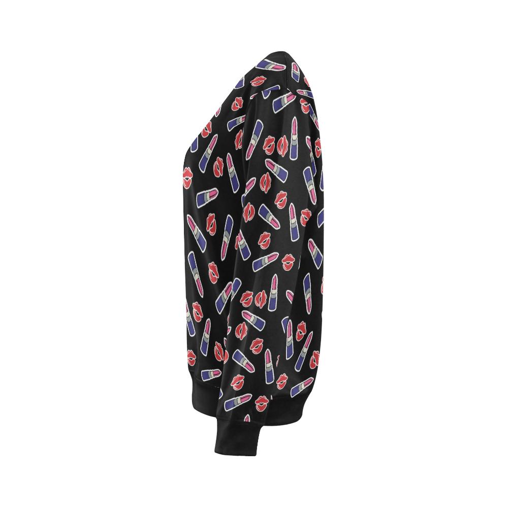 Lipstick Pattern Print Design LT01 Women Long Sleeve Sweatshirt-JorJune