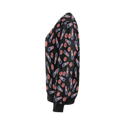 Lipstick Pattern Print Design LT01 Women Long Sleeve Sweatshirt-JorJune