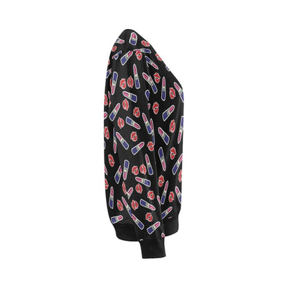 Lipstick Pattern Print Design LT01 Women Long Sleeve Sweatshirt-JorJune