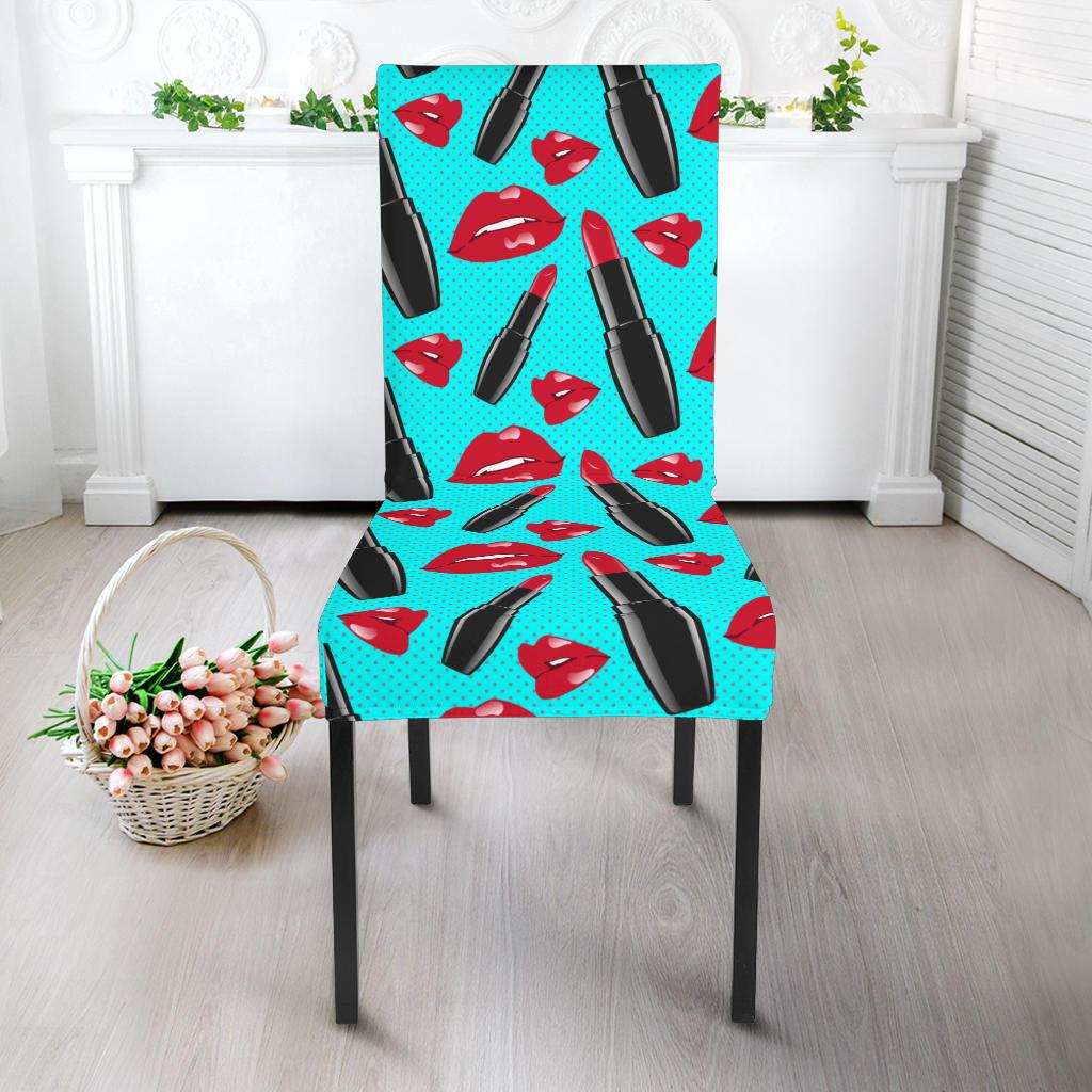 Lipstick Pattern Print Design LT02 Dining Chair Slipcover-JORJUNE.COM