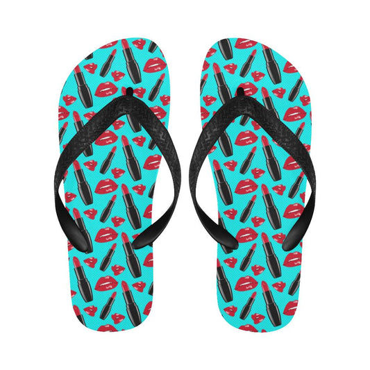 Lipstick Pattern Print Design LT02 Flip Flops-JorJune