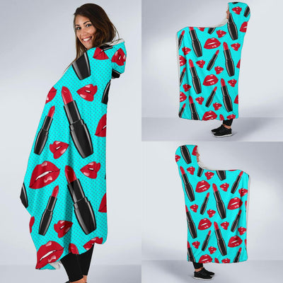 Lipstick Pattern Print Design LT02 Hooded Blanket-JORJUNE.COM