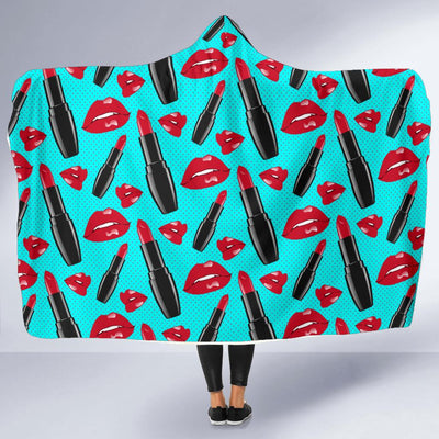 Lipstick Pattern Print Design LT02 Hooded Blanket-JORJUNE.COM