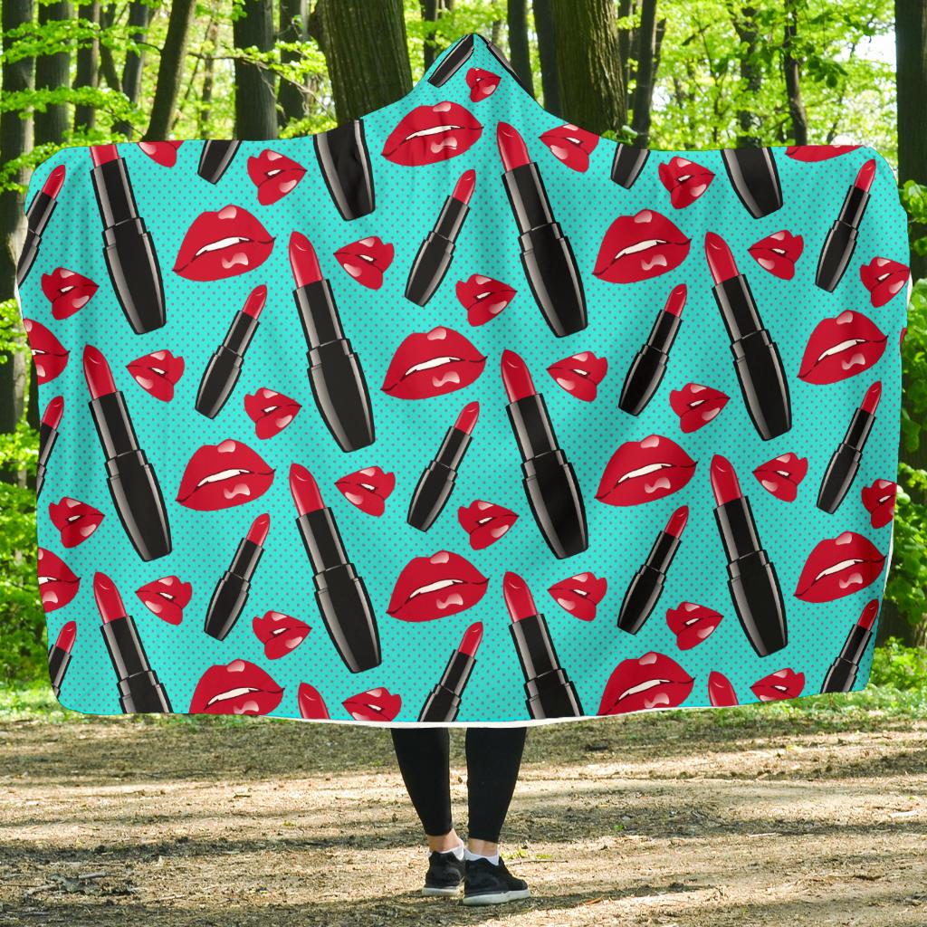 Lipstick Pattern Print Design LT02 Hooded Blanket-JORJUNE.COM