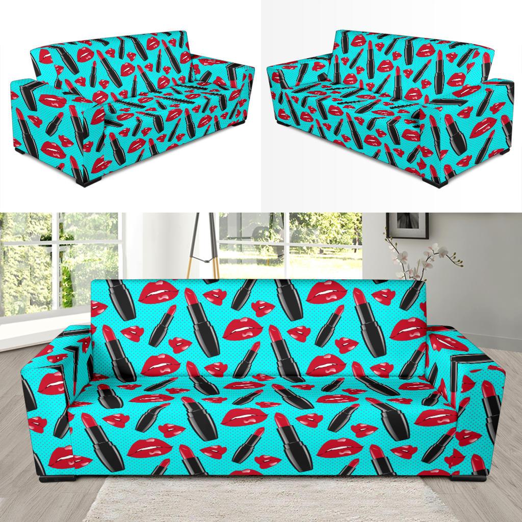 Lipstick Pattern Print Design LT02 Sofa Slipcover-JORJUNE.COM